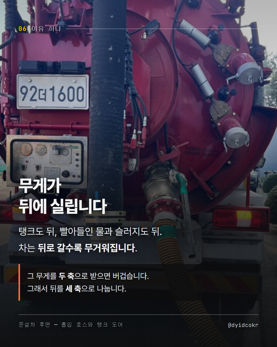 무게가 뒤에 실립니다