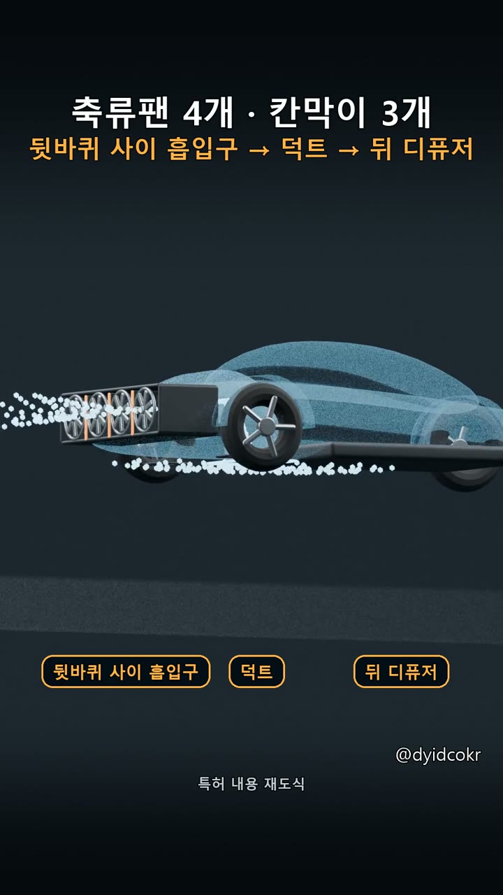 뒤 디퓨저의 축류팬 4개와 칸막이 3개